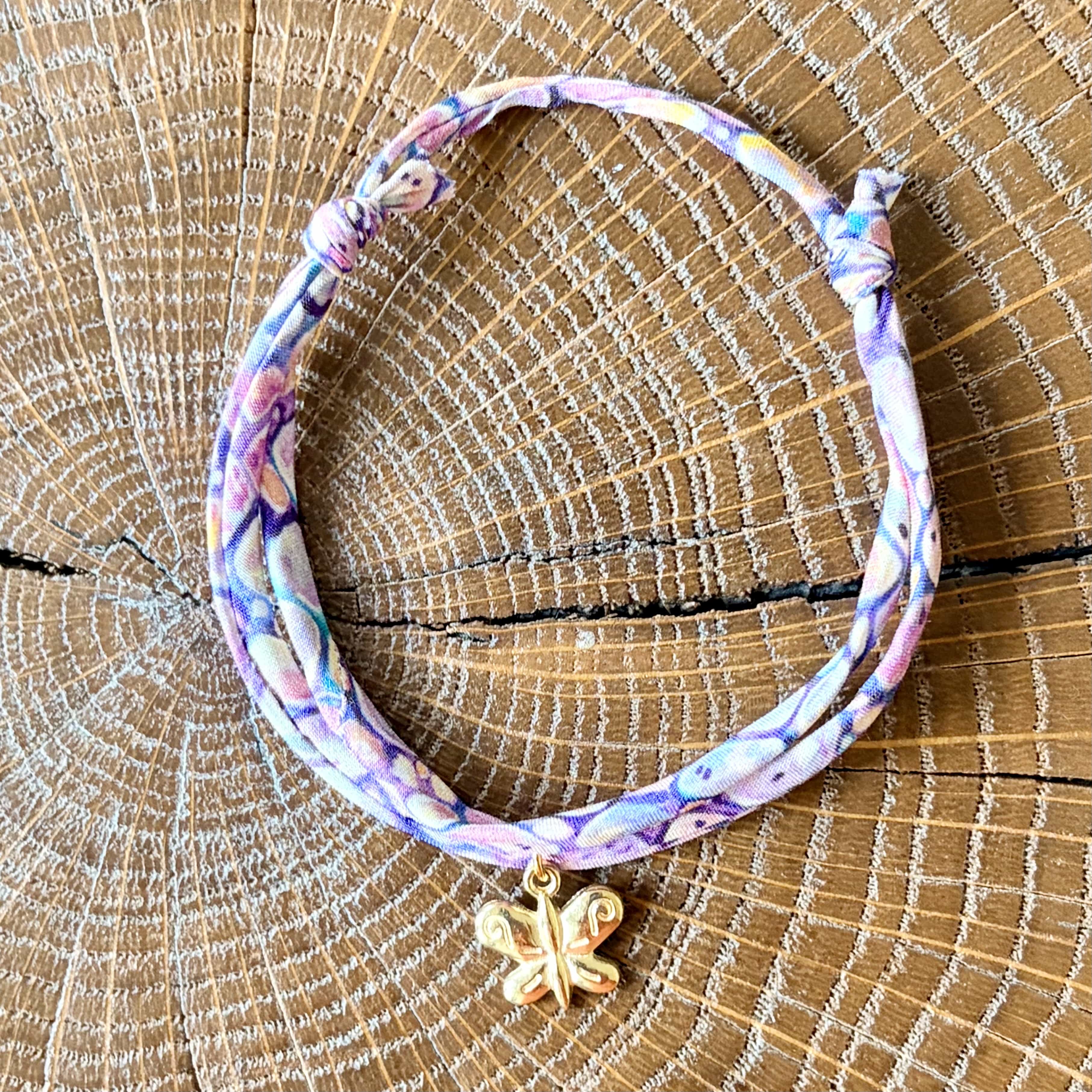 Bracelet Evesome x Le Petit Lien de Paris en Liberty de coton et acier inoxydable doré