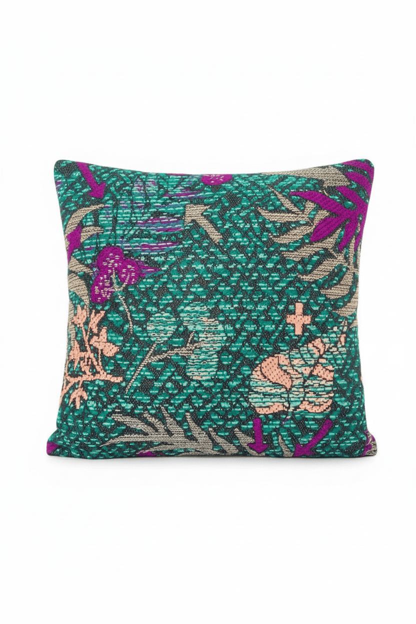 Coussin 35x35 cm en tweed jungle tissé et fabriqué en France