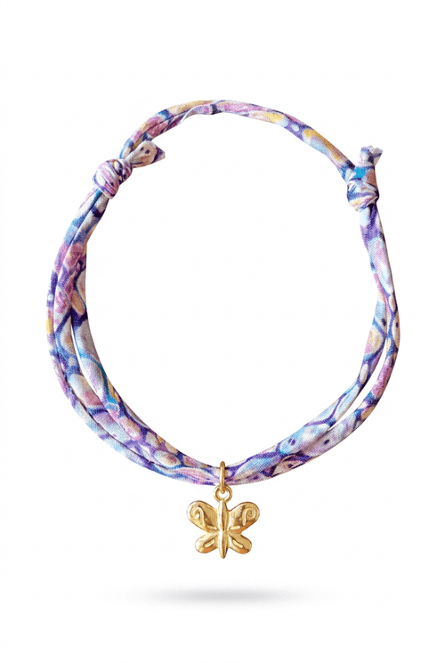 Bracelet Evesome x Le Petit Lien de Paris en Liberty de coton et acier inoxydable doré