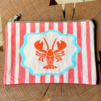 Grande pochette plate homard sur napperon 22x15 cm