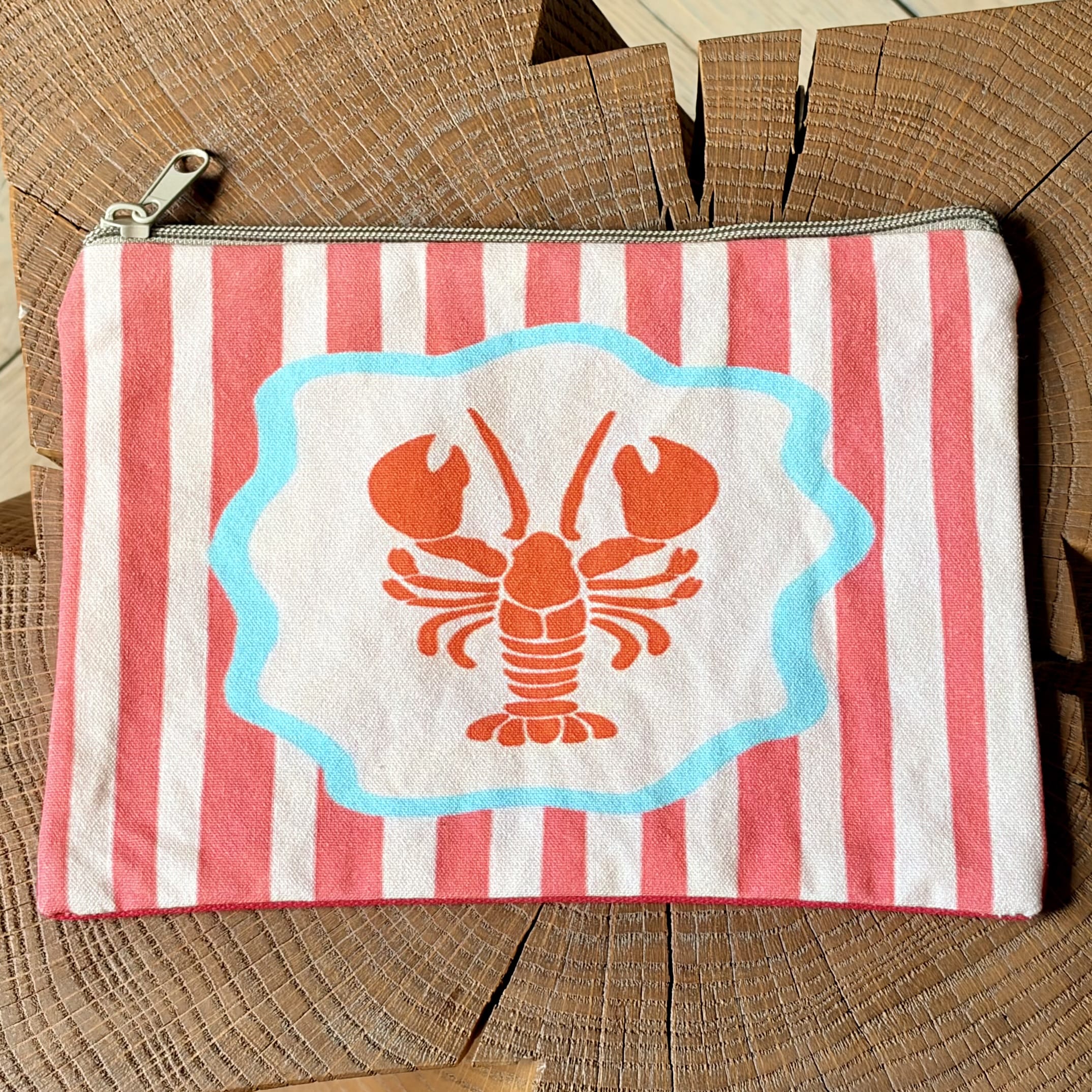 Grande pochette plate homard sur napperon 22x15 cm