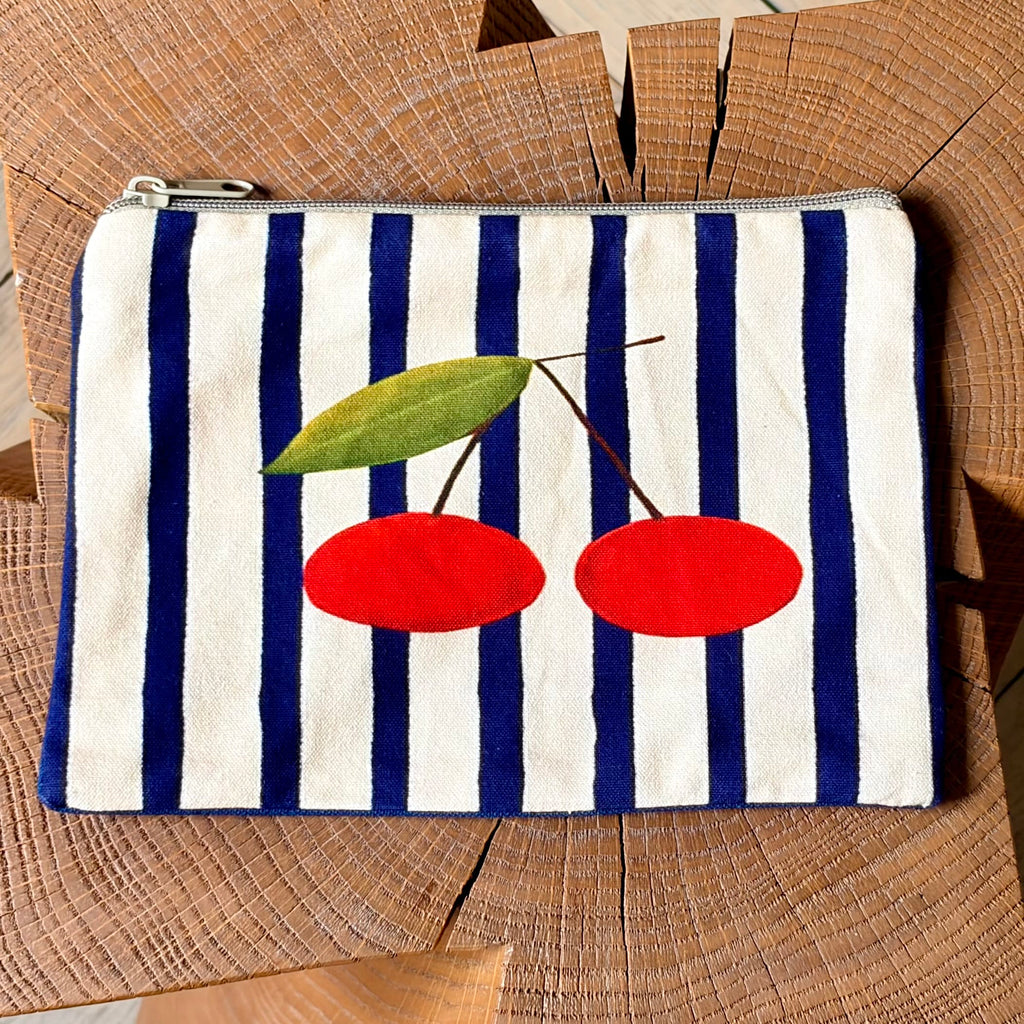 Grande pochette plate cerises 22x15 cm