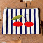 Grande pochette plate cerises 22x15 cm