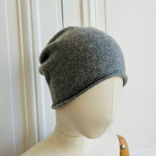 Bonnet loose 100% cachemire gris