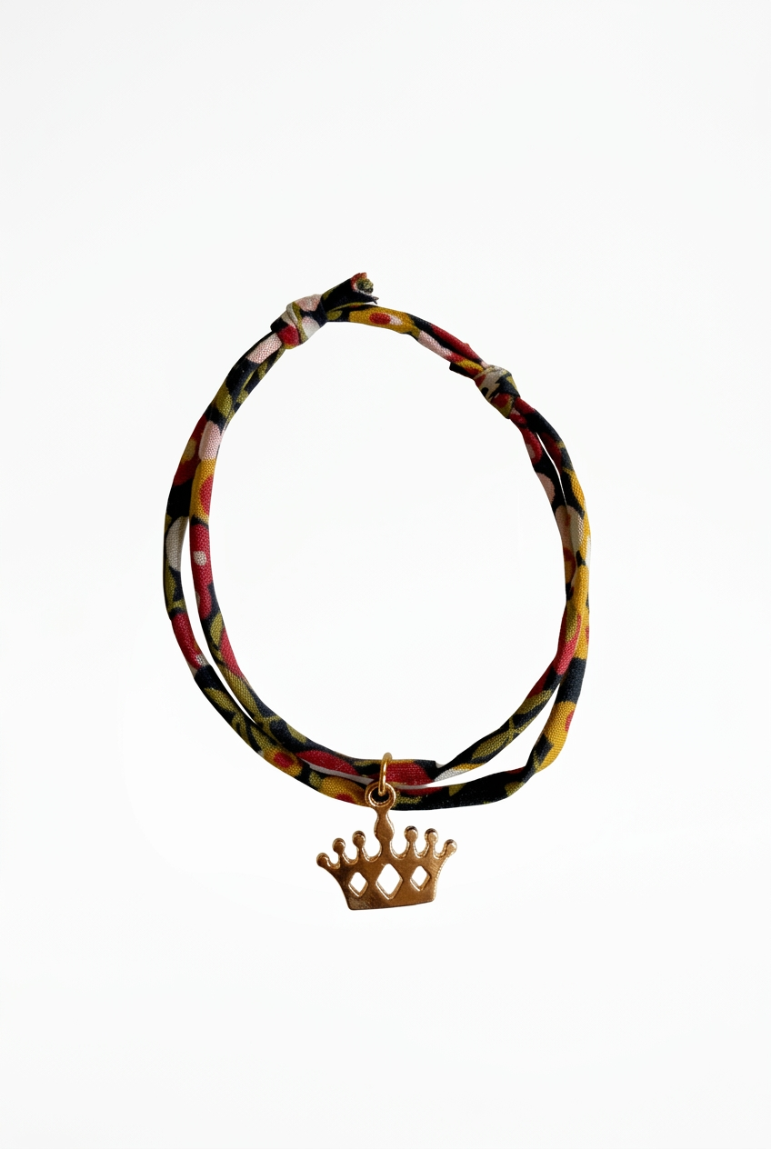Bracelet Evesome x Le Petit Lien de Paris en Liberty de coton et acier inoxydable doré