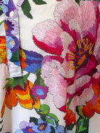 Robe mi longue col mao imprimée en coton