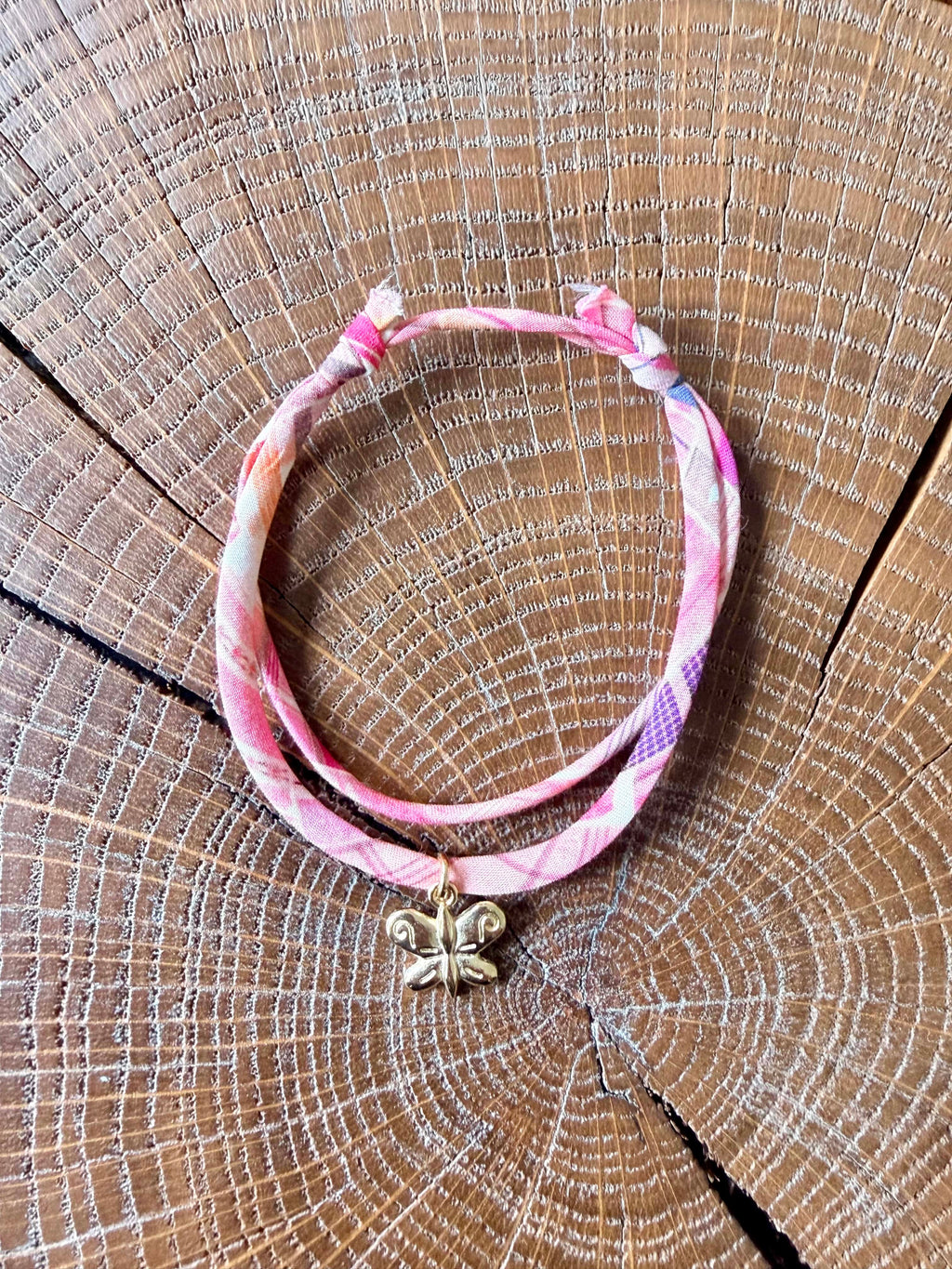 Bracelet Evesome x Le Petit Lien de Paris en Liberty de coton et acier inoxydable doré