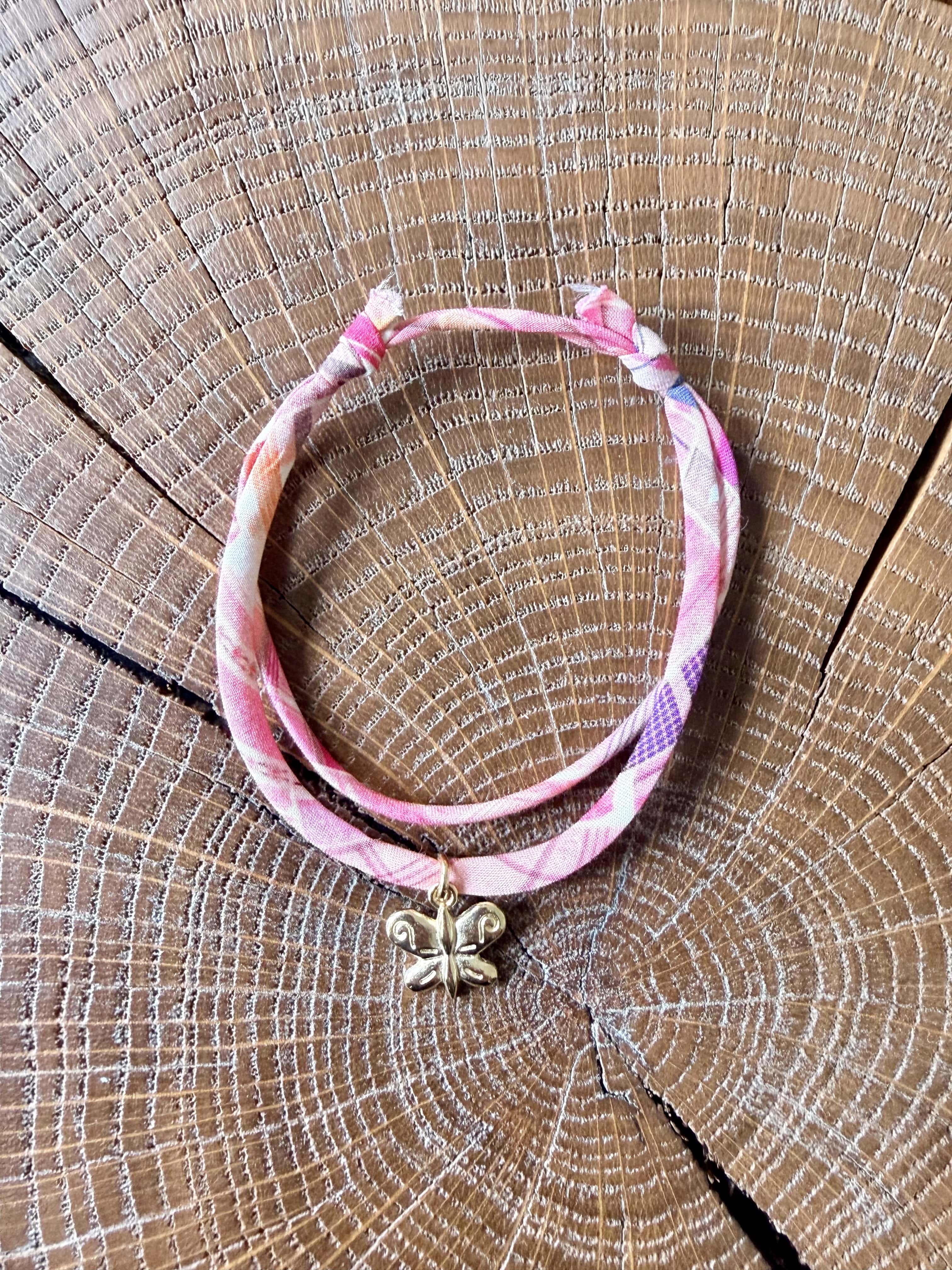 Bracelet Evesome x Le Petit Lien de Paris en Liberty de coton et acier inoxydable doré