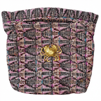 Pochette Agathe en tweed lilas, rose et marine tissé et fabriquée en France