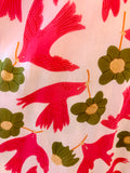 Robe longue col tunisien imprimée oiseaux en coton
