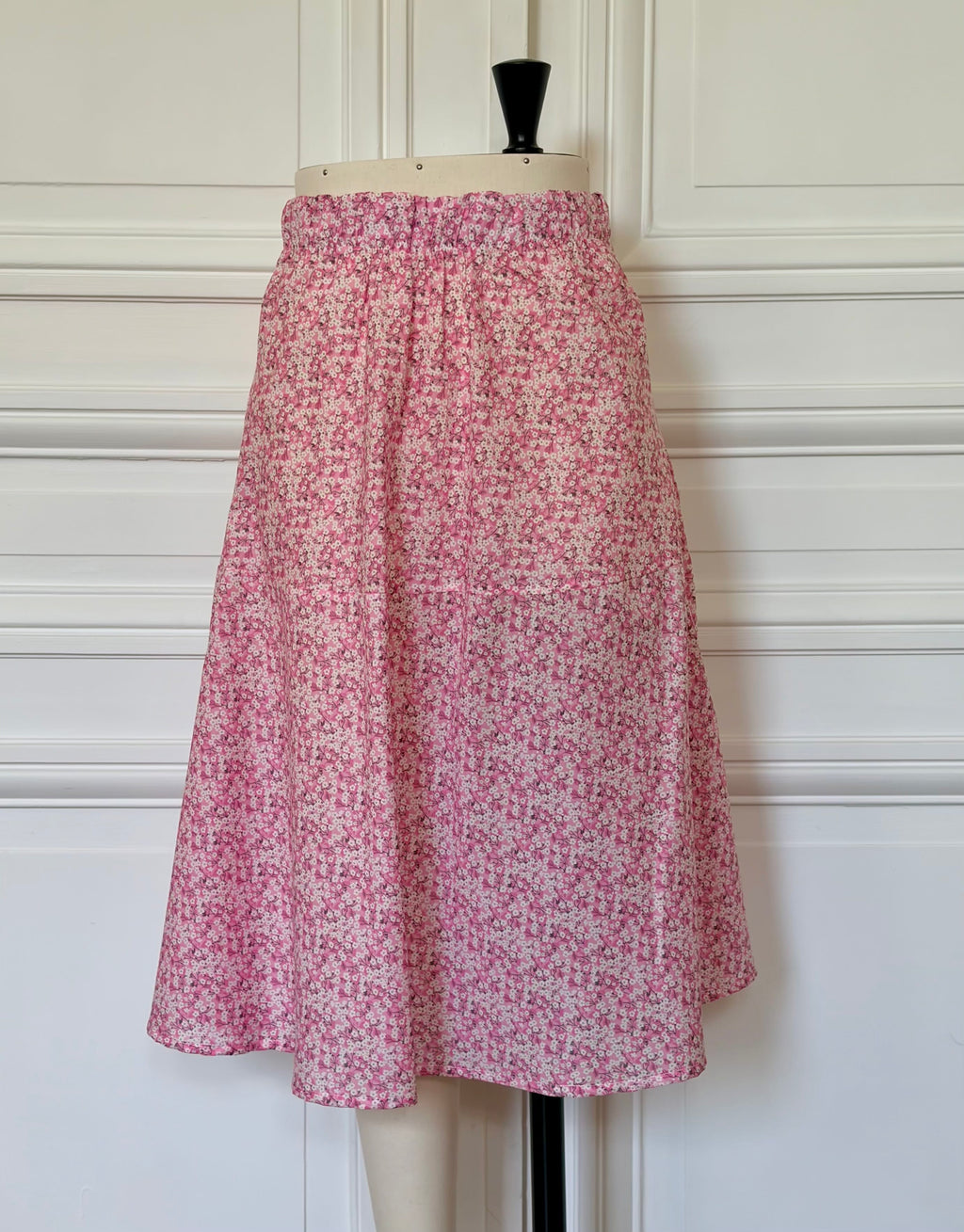 Jupe longue en Liberty de coton à taille élastiquée fabriquée en France