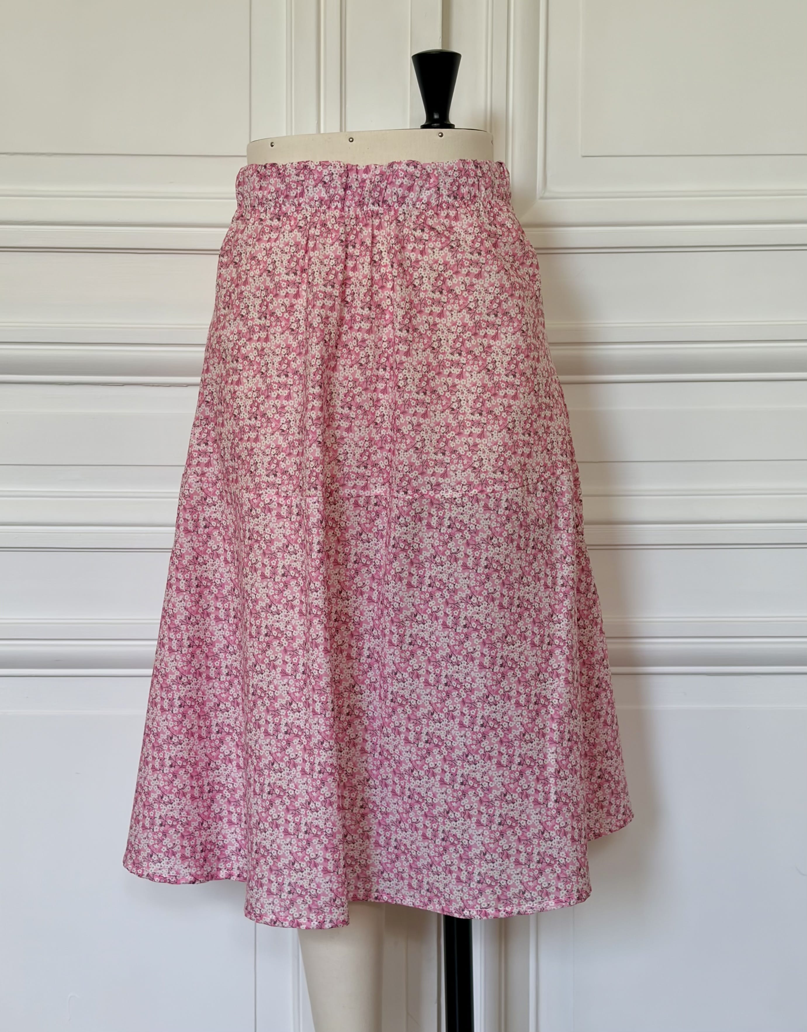 Jupe longue en Liberty de coton à taille élastiquée fabriquée en France