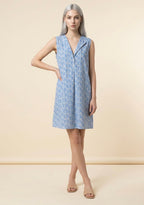 Robe sans manches boutonnée en V fabriquée en France
