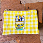Grande pochette boîte de sardines carreaux jaune 22x15 cm