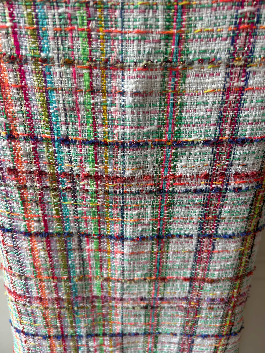 Robe 60’s en tweed multicolore tissé et fabriquée en France