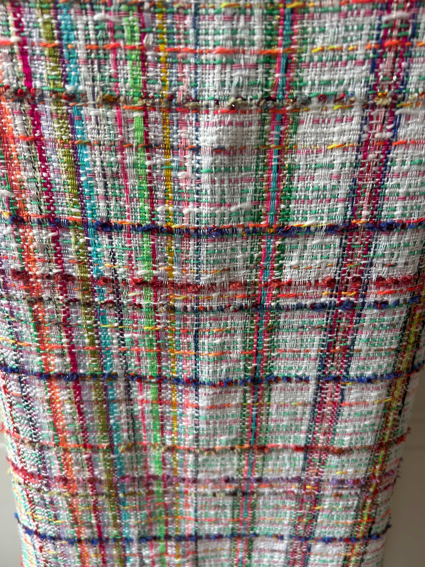 Robe 60’s en tweed multicolore tissé et fabriquée en France