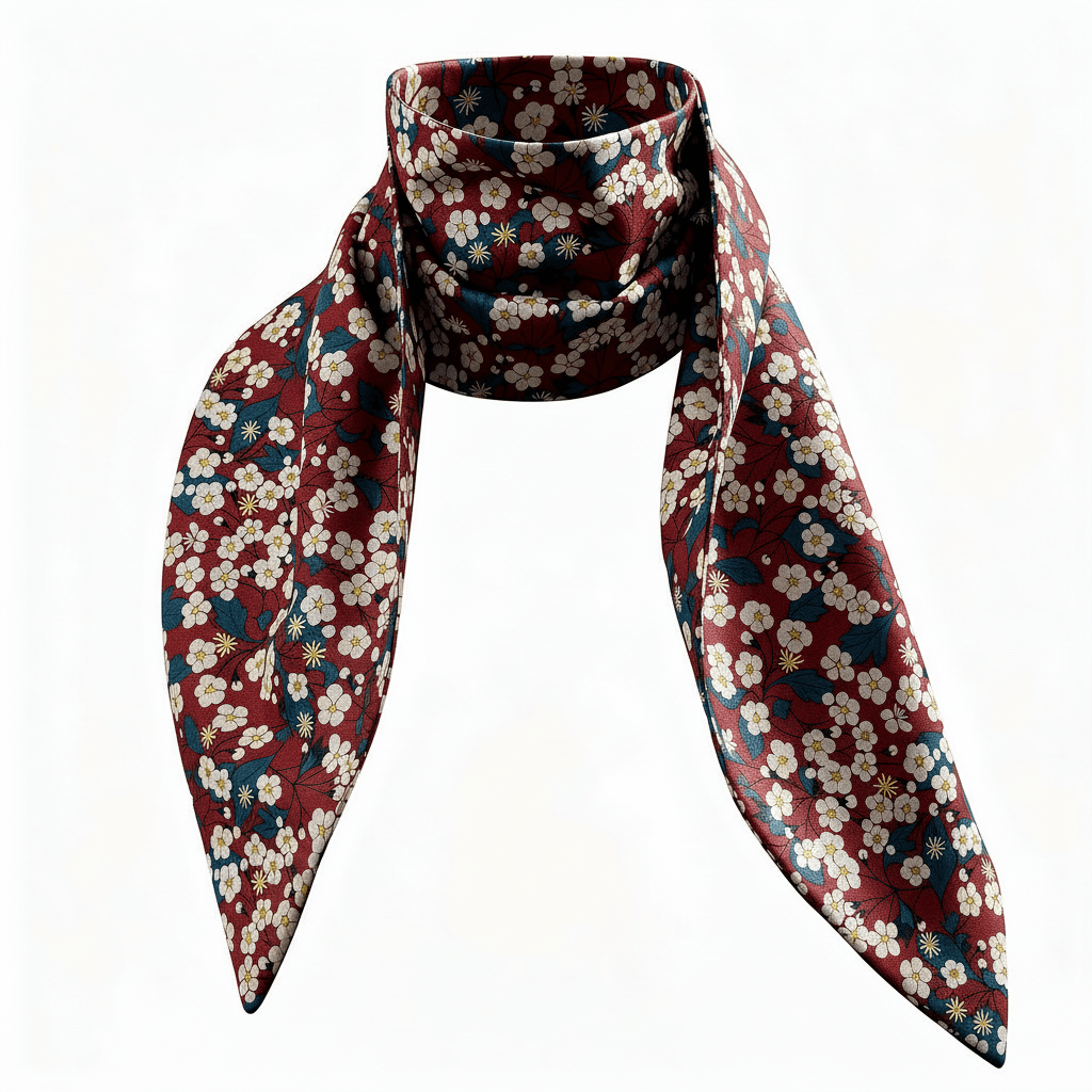 Foulard pointe 109 x 15 cm en Liberty de coton doublé