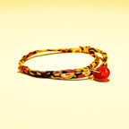 Bracelet en Liberty de coton, Cornaline et acier inoxydable