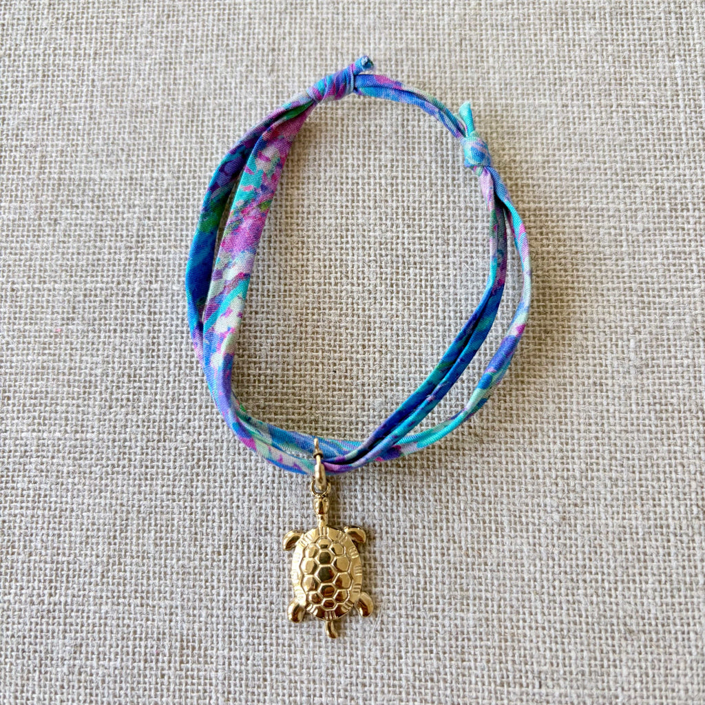 Bracelet Evesome x Le Petit Lien de Paris en Liberty de coton et acier inoxydable doré