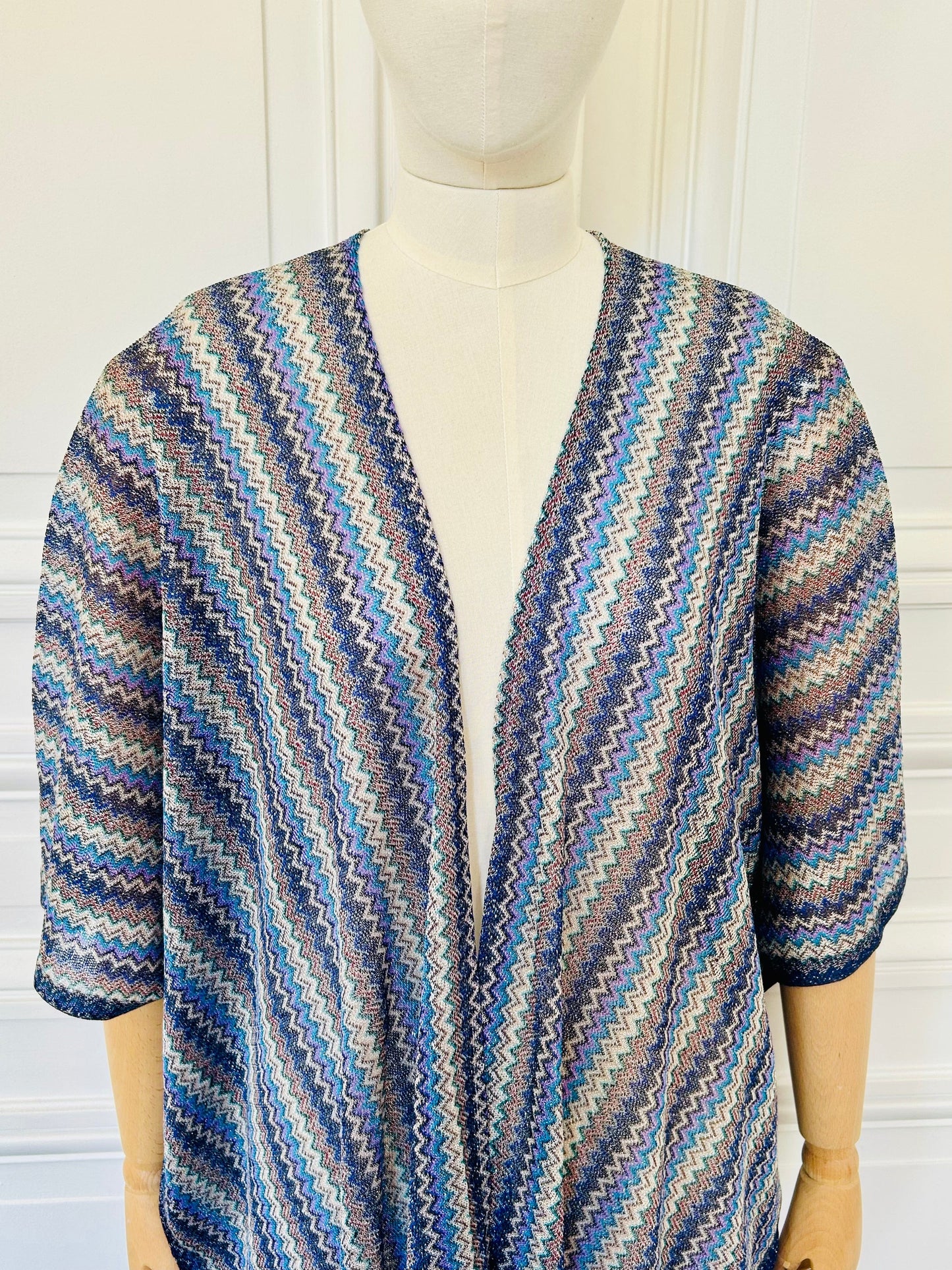 Manteau zig zag d’été bleu et gris