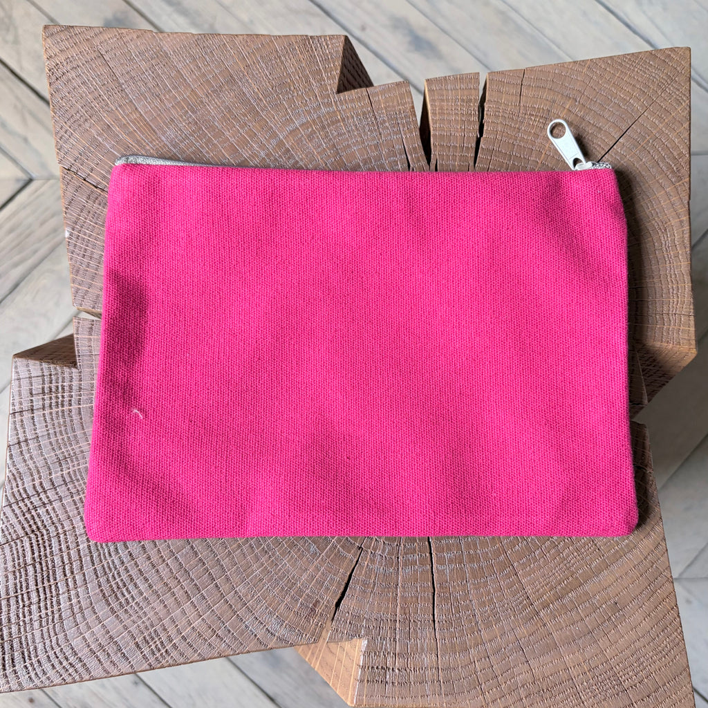 Grande pochette olives rayures rose 22x15 cm