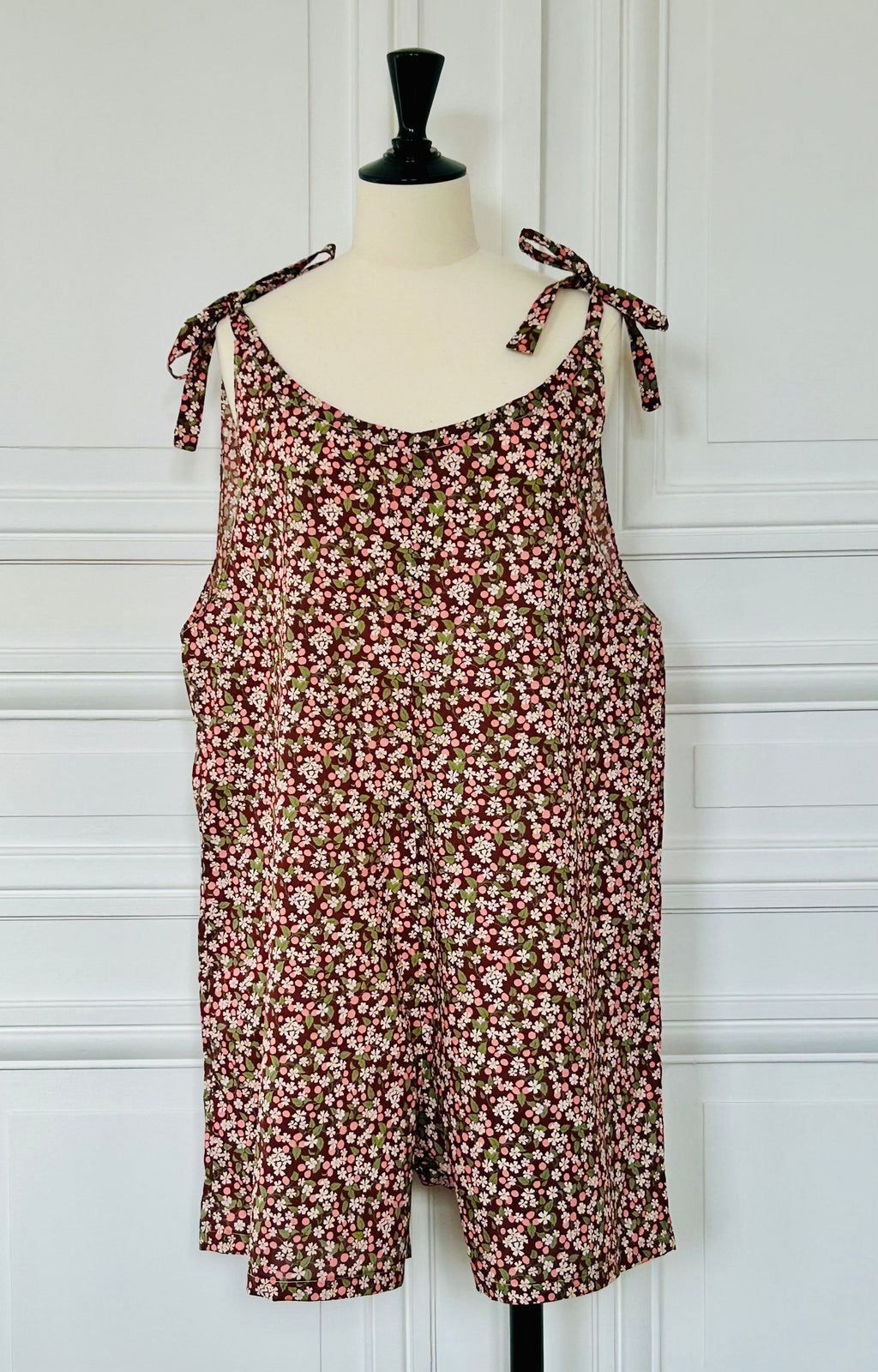 Salopette short en coton imprimé Liberty fabriqué en France