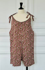 Salopette short en coton imprimé Liberty fabriqué en France