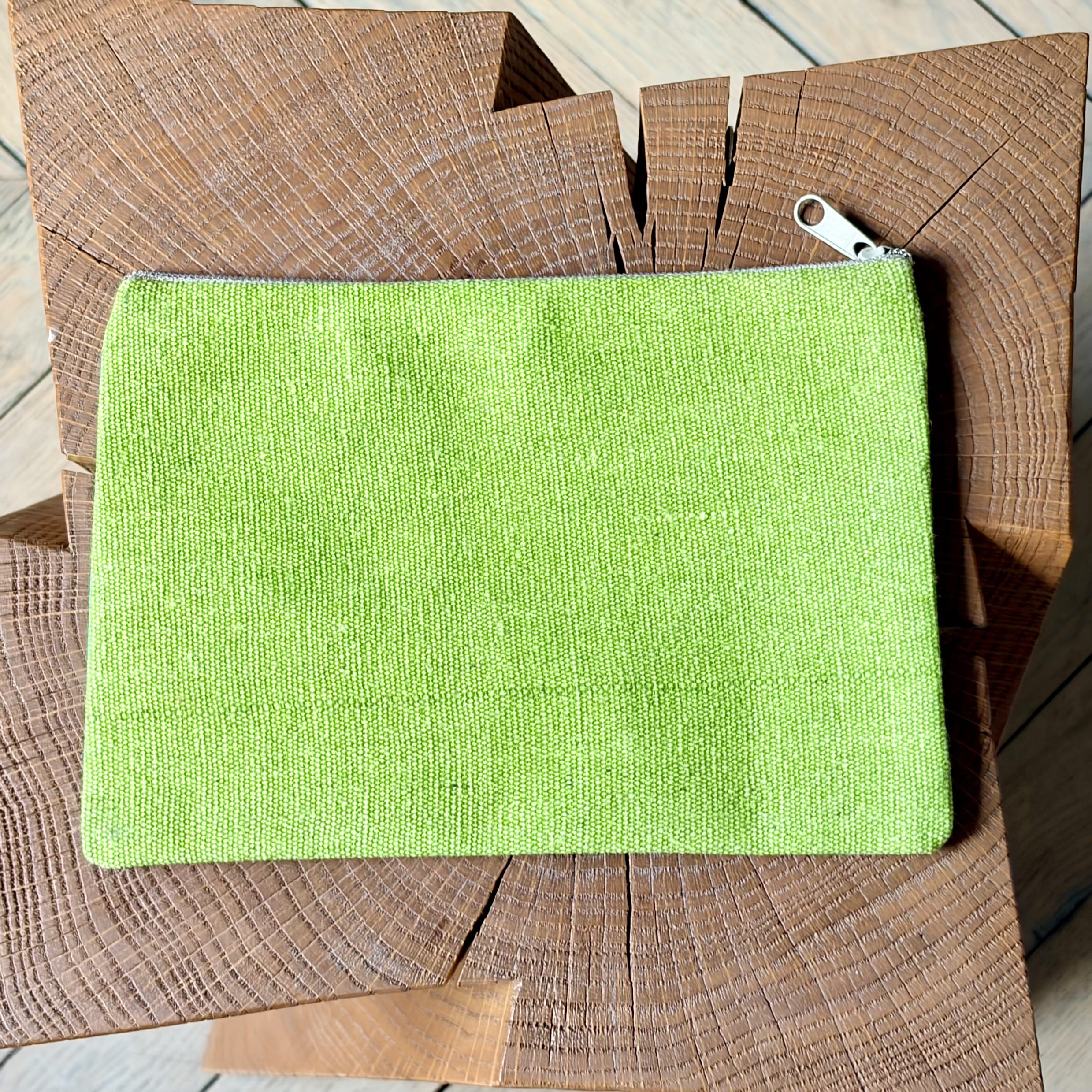 Grande pochette plate homard rayé vert 22x15 cm