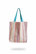 Sac Vivien en tweed rose et arc-en-ciel tissé et fabriqué en France
