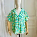 Chemise hawaïenne Giulia imprimée léopard turquoise et jaune pâle