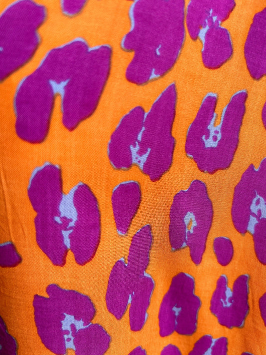 Chemise hawaïenne Giulia imprimée léopard orange et violet