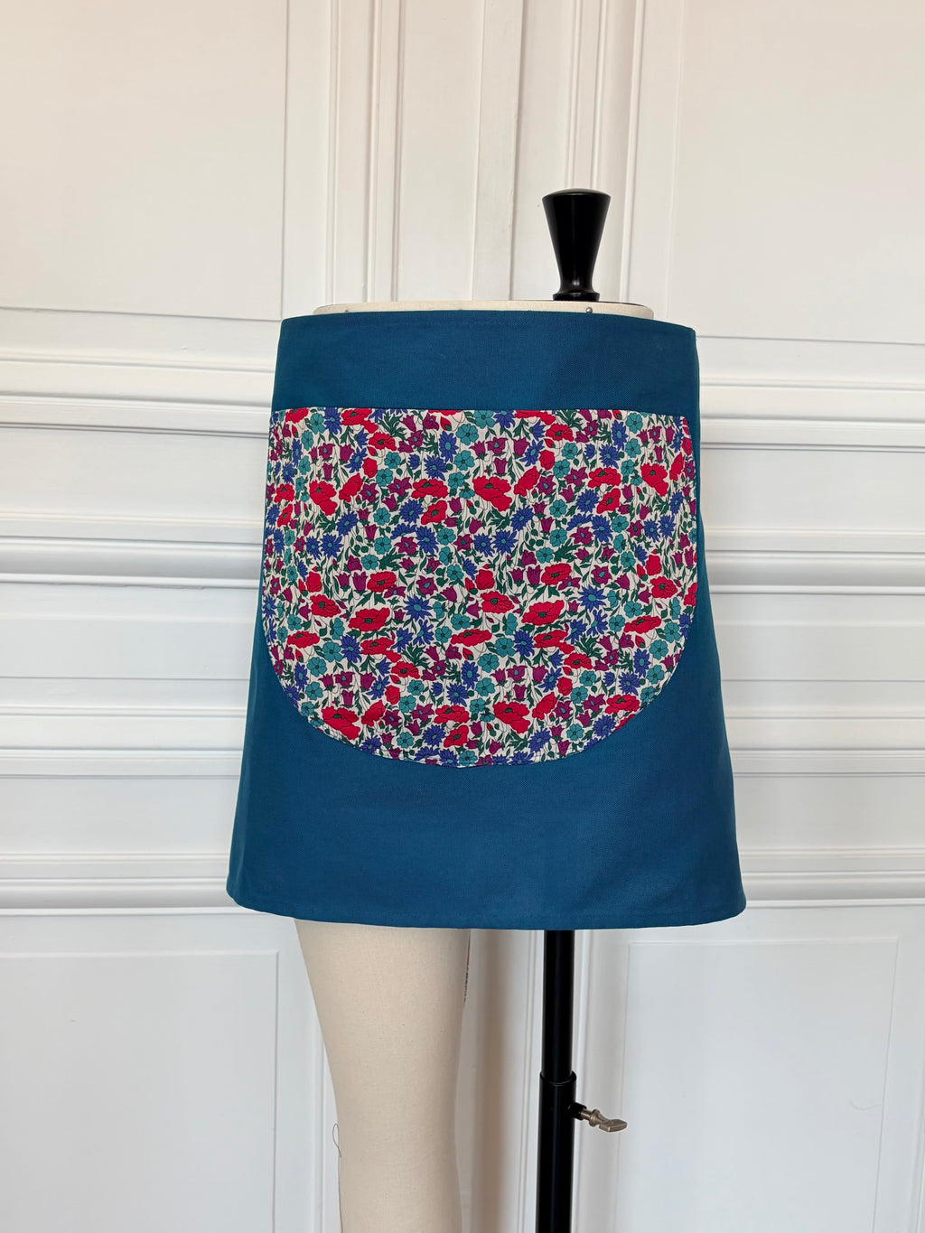 Tablier court en coton et Liberty fabriqué en France