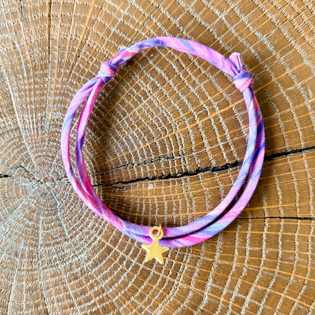 Bracelet Evesome x Le Petit Lien de Paris en Liberty de coton et acier inoxydable doré