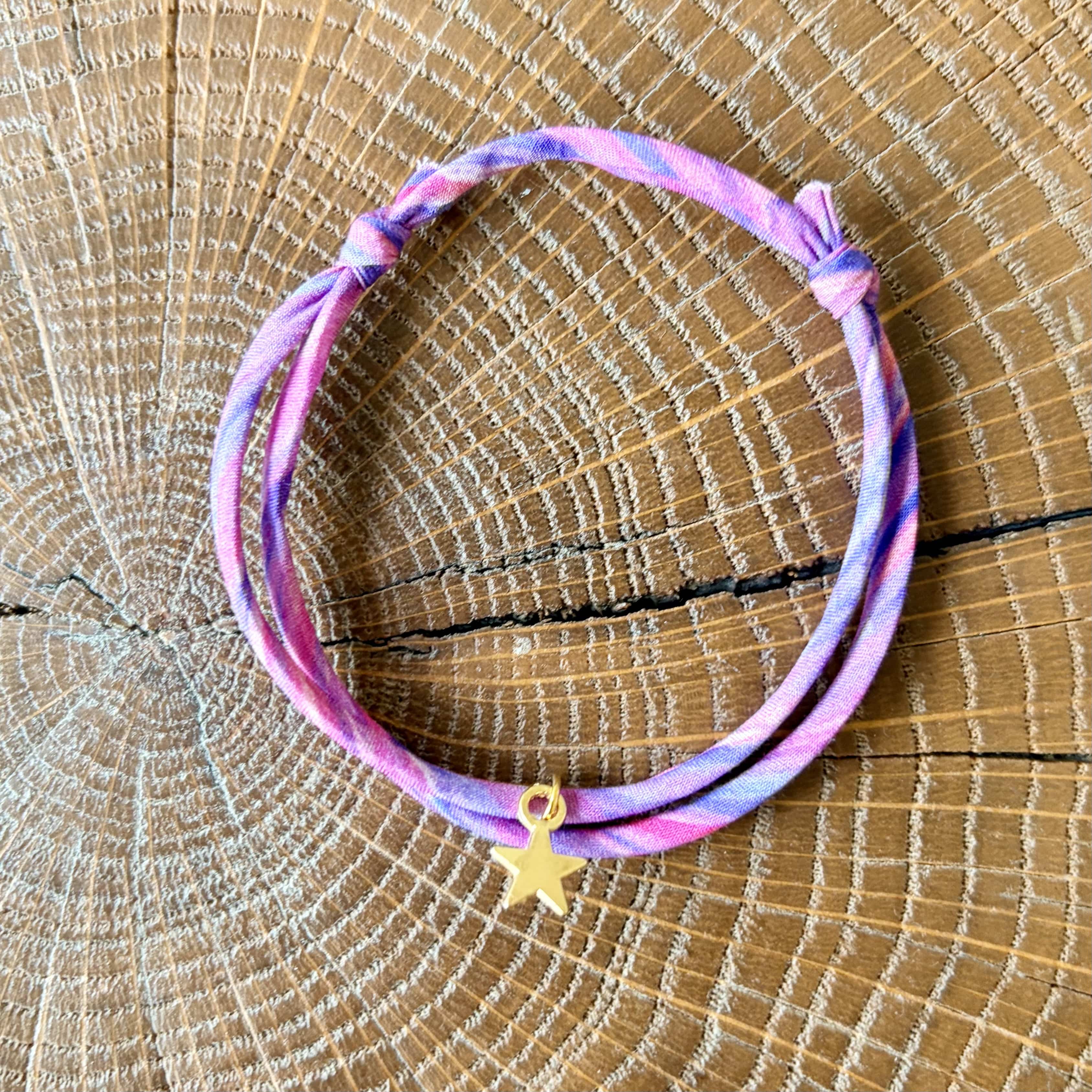 Bracelet Evesome x Le Petit Lien de Paris en Liberty de coton et acier inoxydable doré