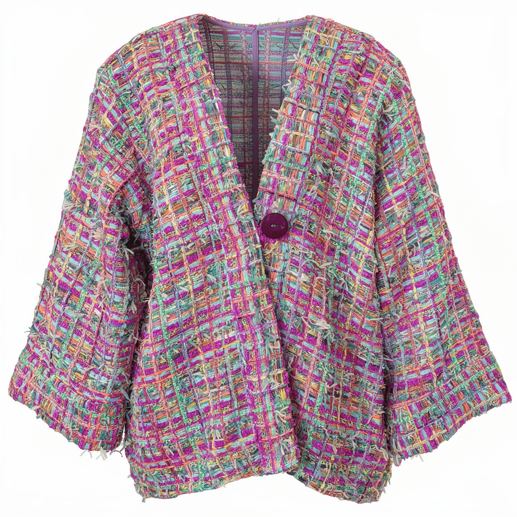 Veste kimono boutonnée tissée et fabriquée en France