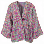 Veste kimono boutonnée tissée et fabriquée en France