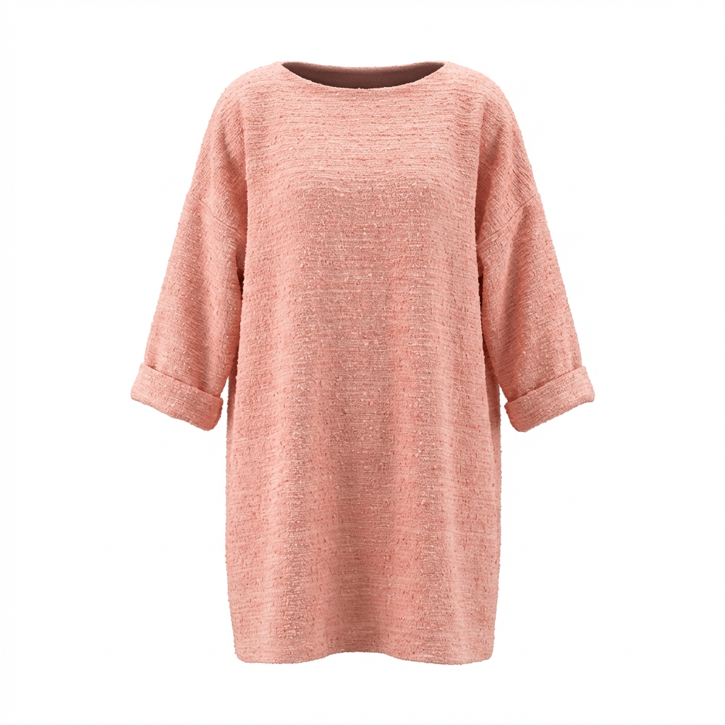Robe en tweed manches longues saumon fabriquée en France
