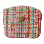 Pochette Armand en tweed rose et arc-en-ciel tissé et fabriquée en France