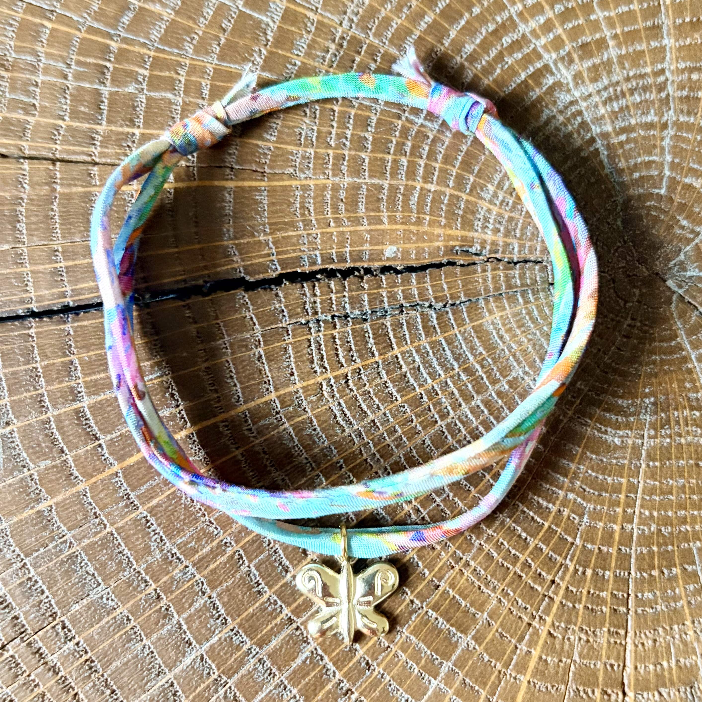 Bracelet Evesome x Le Petit Lien de Paris en Liberty de coton et acier inoxydable doré