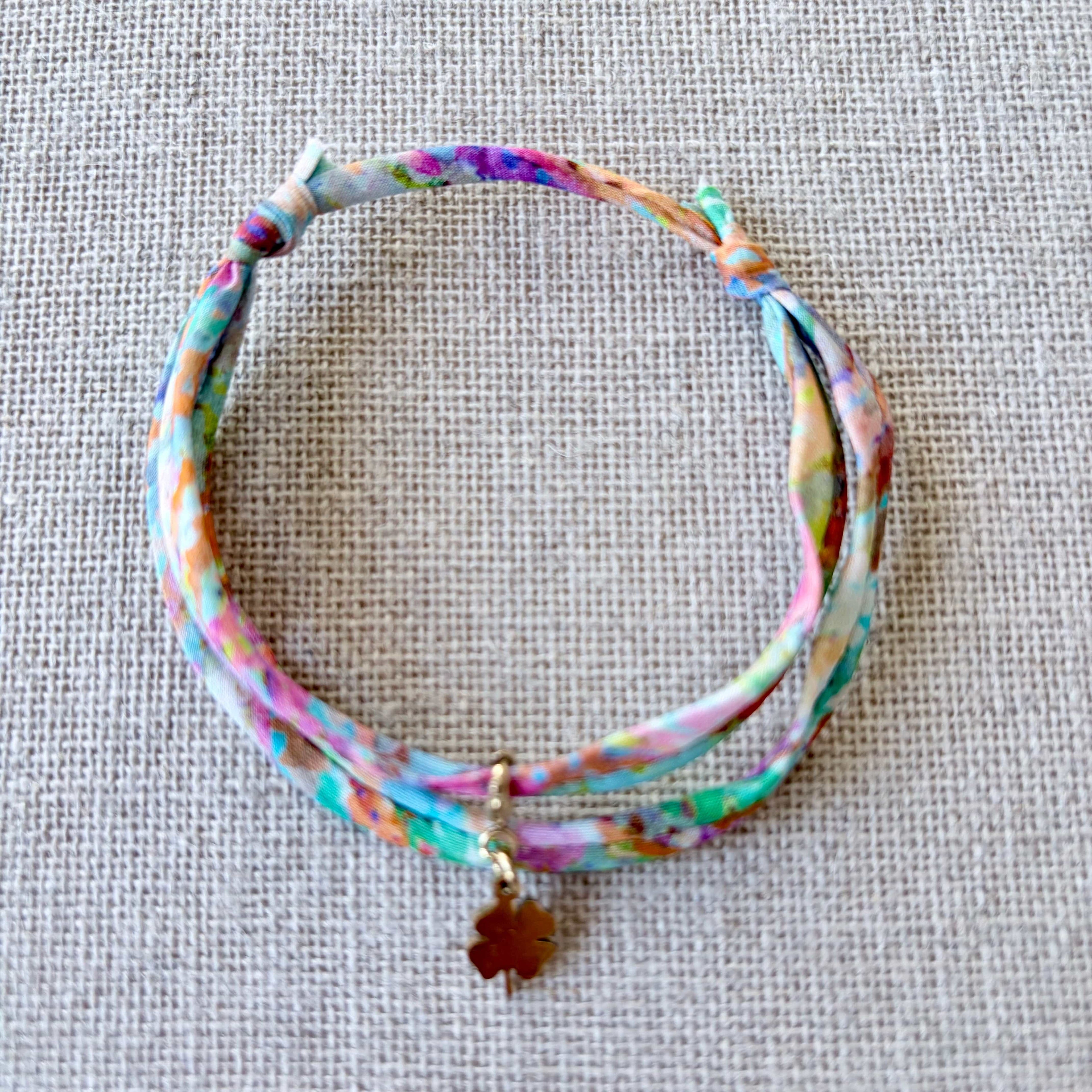 Bracelet Evesome x Le Petit Lien de Paris en Liberty de coton et acier inoxydable doré