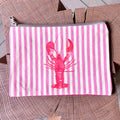 Grande pochette homard rayures rose 22x15 cm