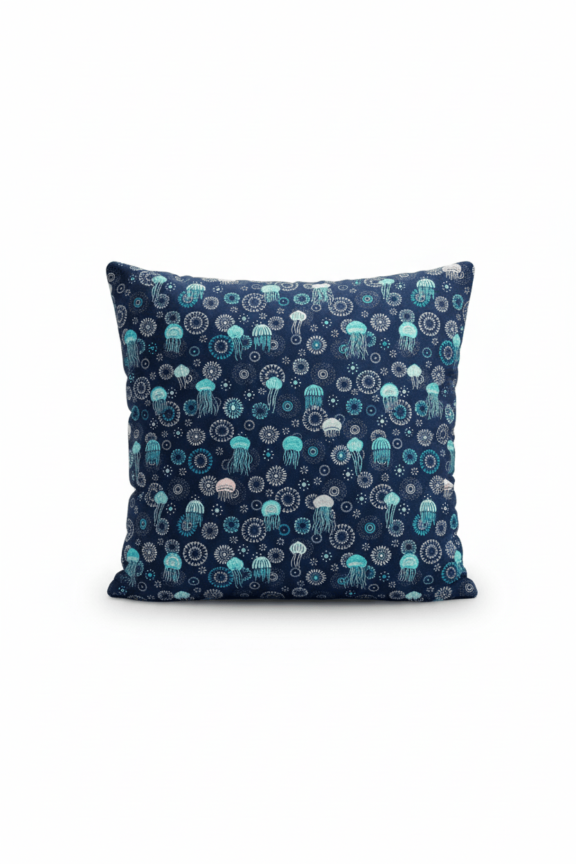 Coussin 50X50 cm en tweed méduses tissé et fabriqué en France