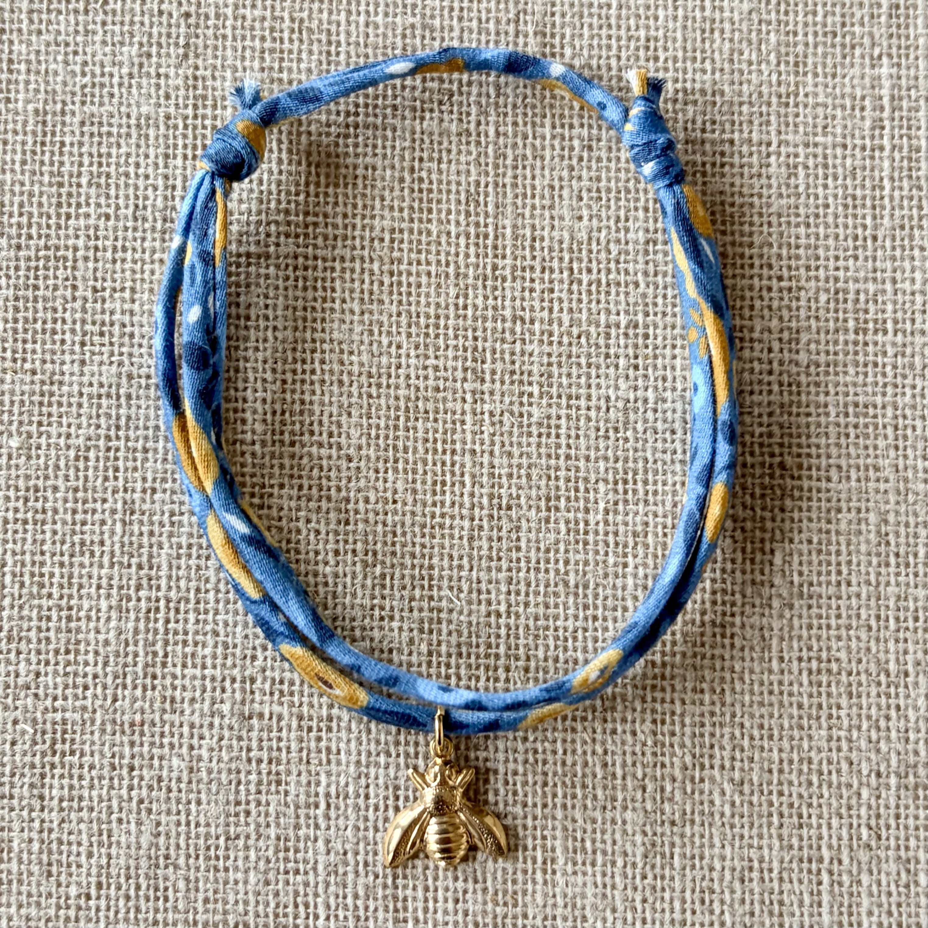 Bracelet Evesome x Le Petit Lien de Paris en Liberty de coton et acier inoxydable doré
