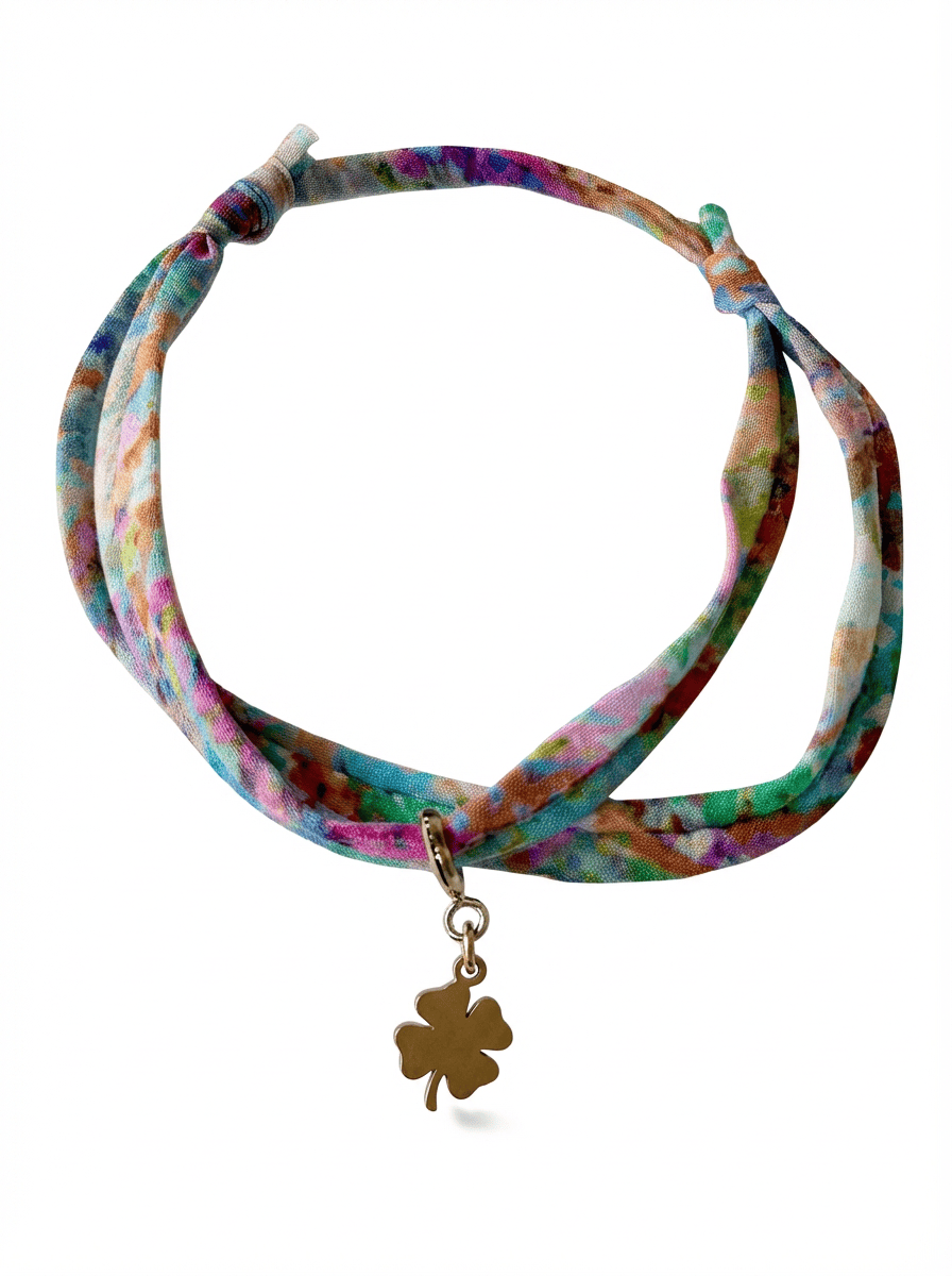 Bracelet Evesome x Le Petit Lien de Paris en Liberty de coton et acier inoxydable doré