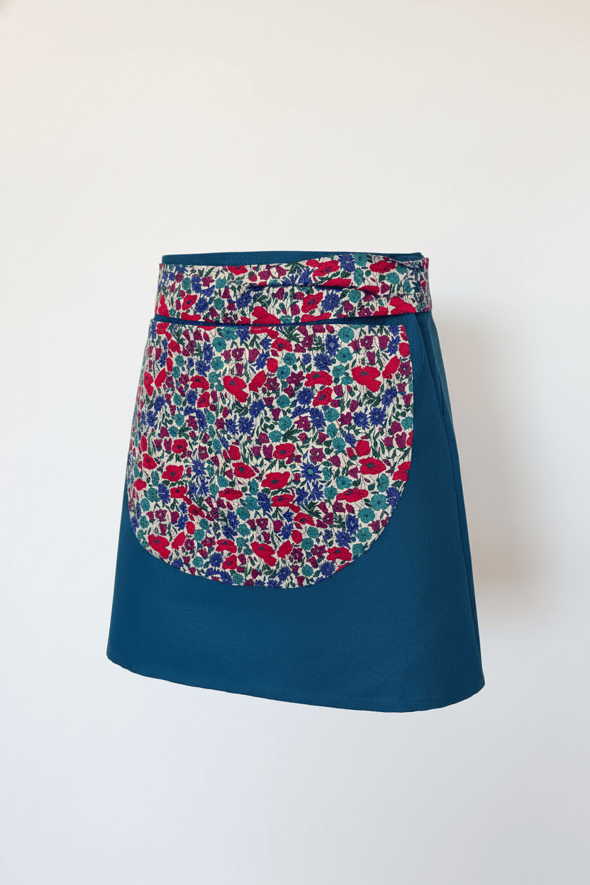 Tablier court en coton et Liberty fabriqué en France