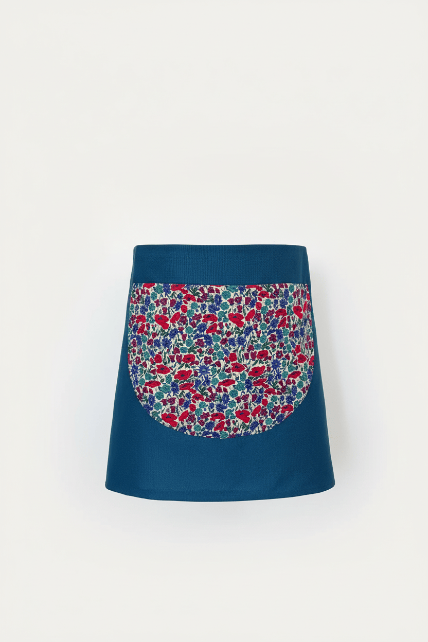 Tablier court en coton et Liberty fabriqué en France