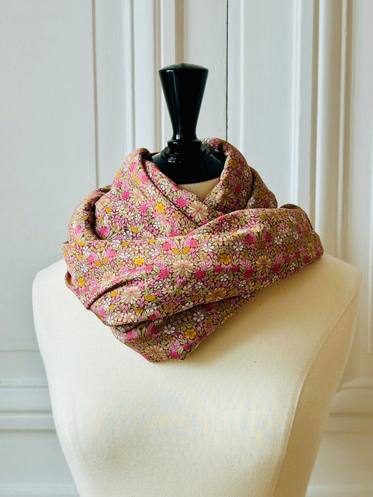 Snood double tour en Liberty de soie fleuri