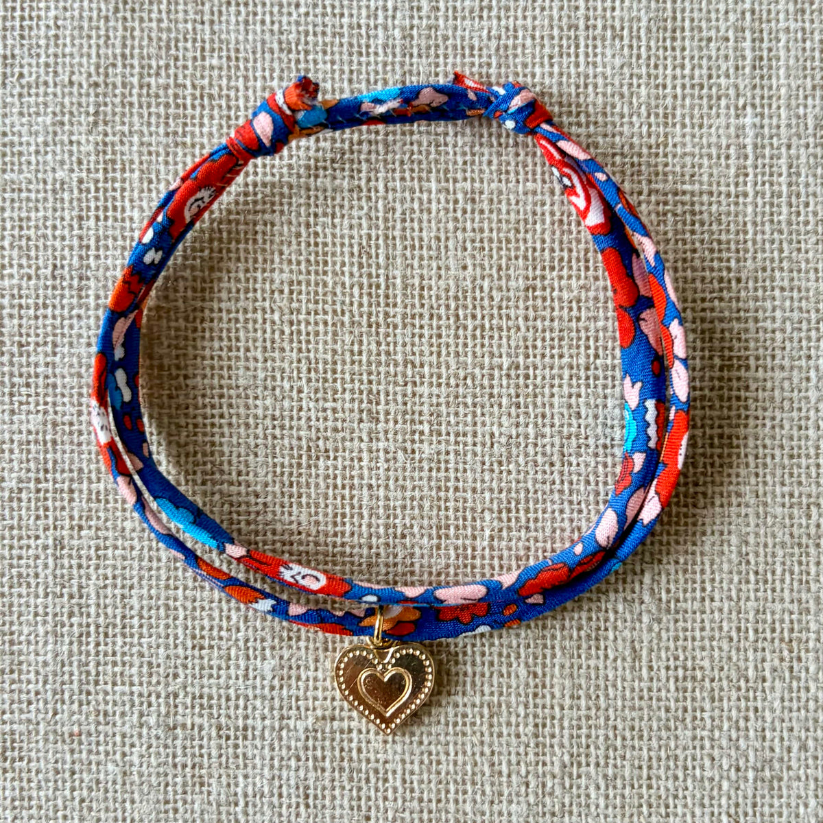 Bracelet Evesome x Le Petit Lien de Paris en Liberty de coton et acier inoxydable doré