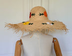 Grand chapeau de paille Flower power