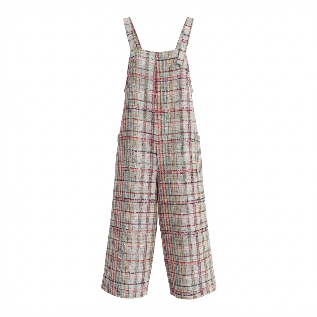 Salopette en tweed multicolore fabriquée en France